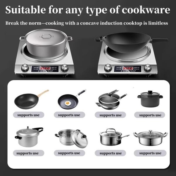 3500W high-power concave induction cooker, fast heating, suitable for all kinds of cookware - Image 3